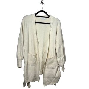Sage The Label Women's Ivory Chunky Open Front Knit Cardigan Sweater SZ *Small